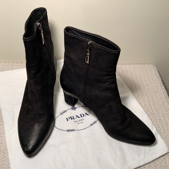 Prada Shoes - Prada Distressed Leather Ankle Boot
